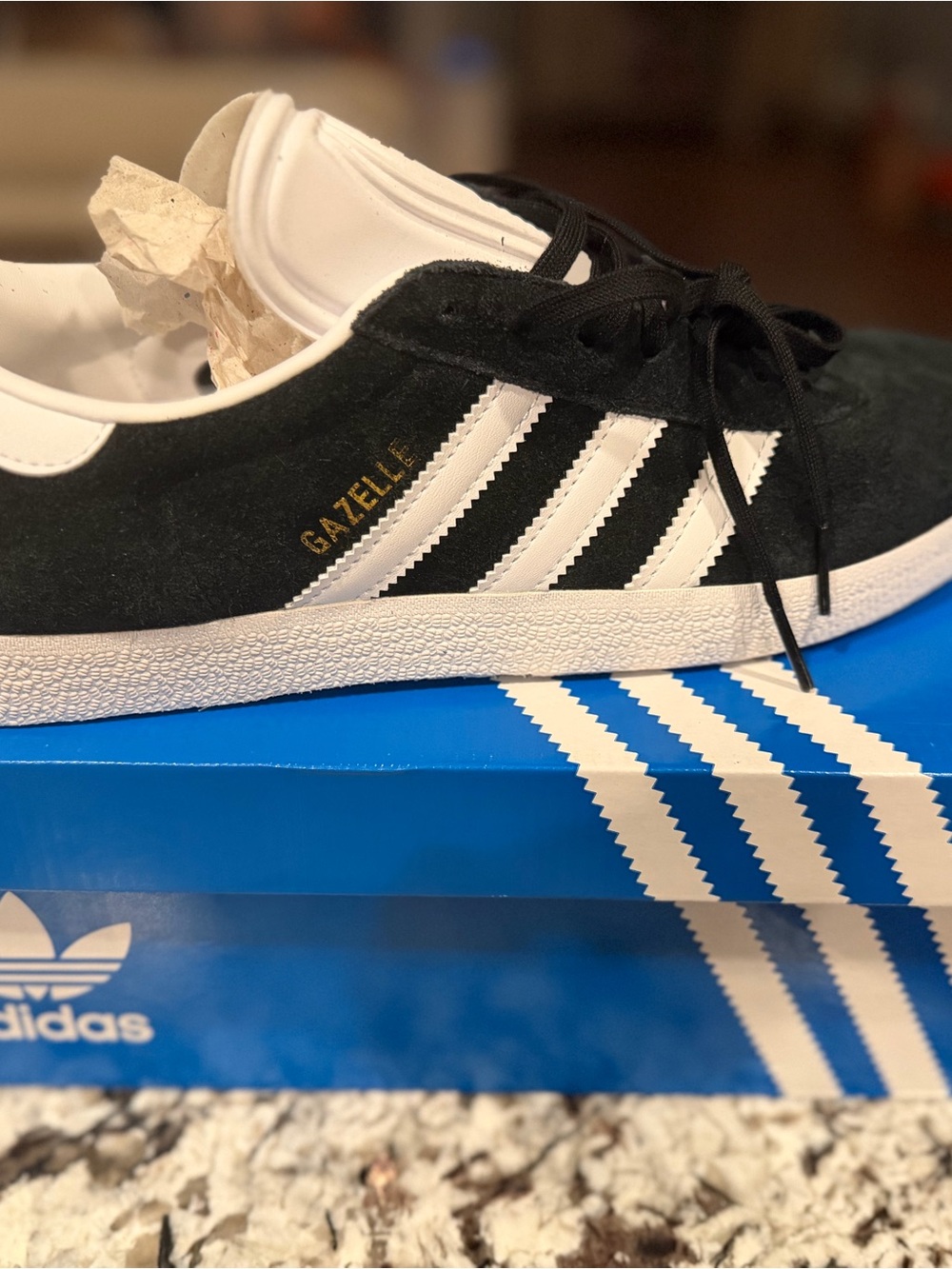 adidas Gazelle Black and White Suede Sneaker